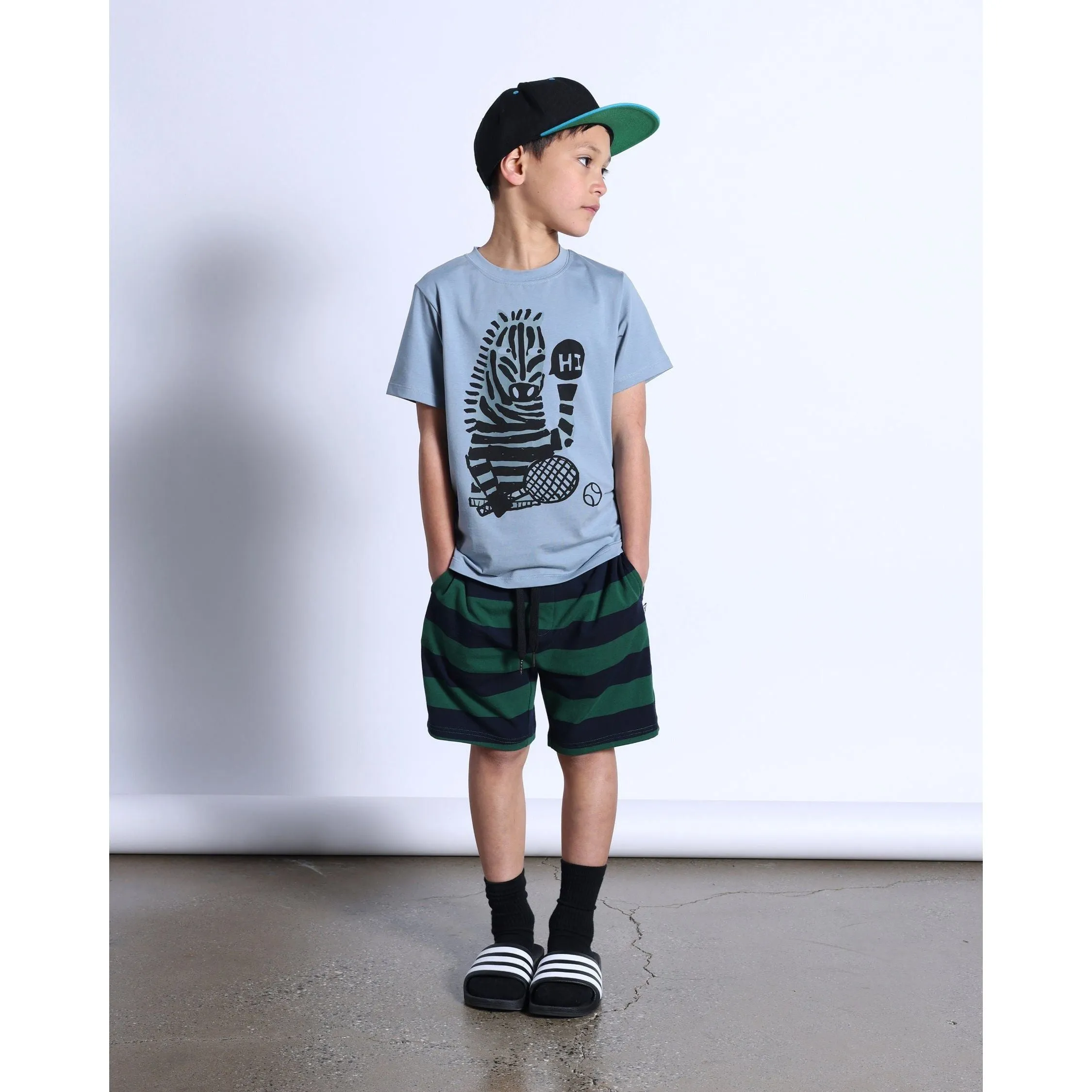 Sports Zebra Tee- Denim Marle