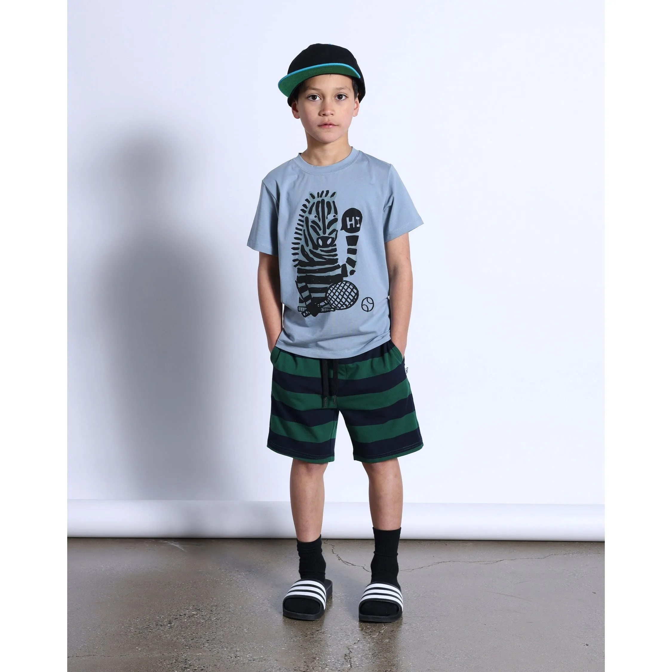 Sports Zebra Tee- Denim Marle