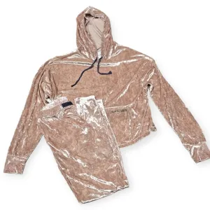 Spyder Light Pink Crushed Velvet Pajama/Loungewear Set with Hoodie and Pants
