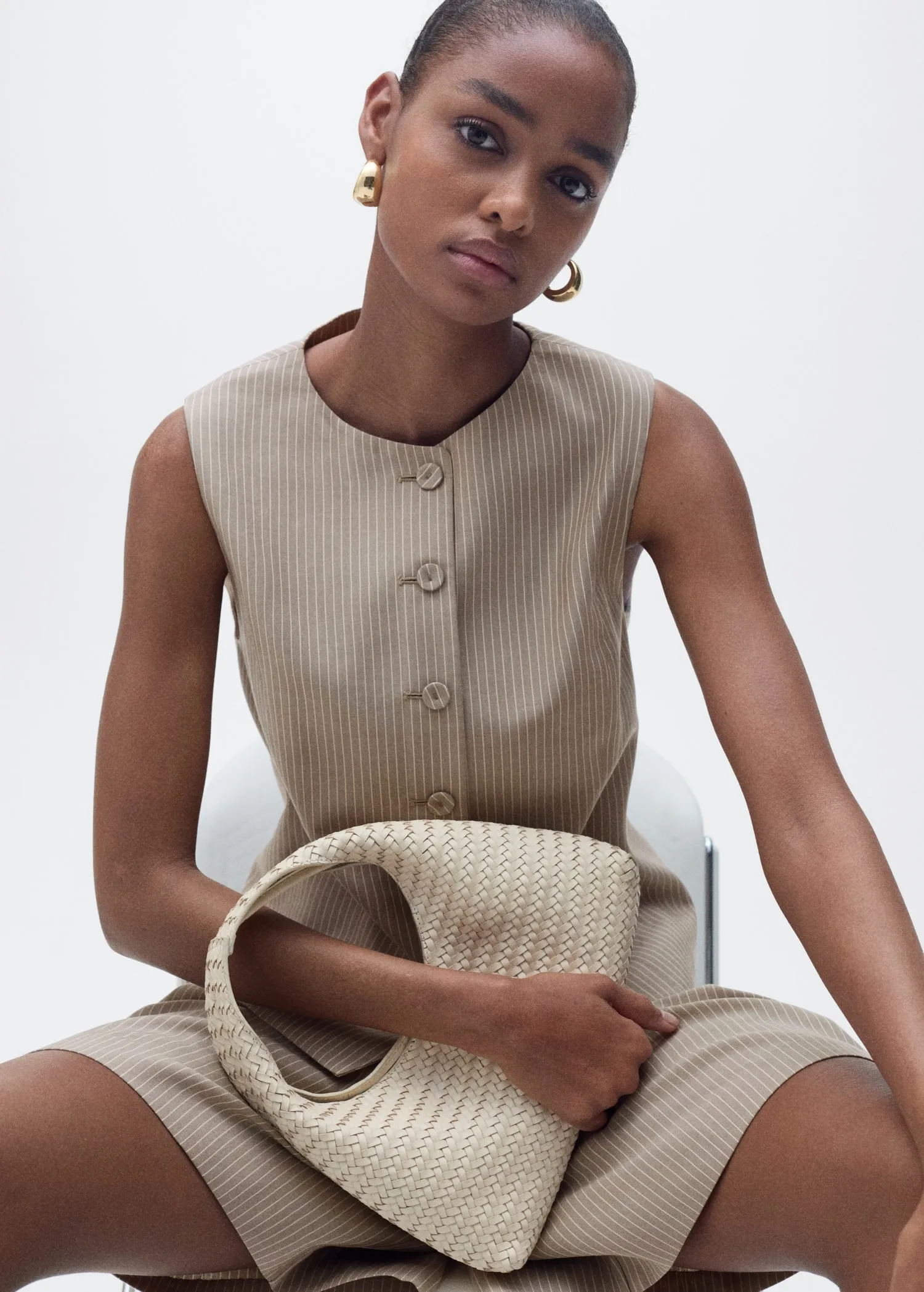 Striped lyocell suit waistcoat