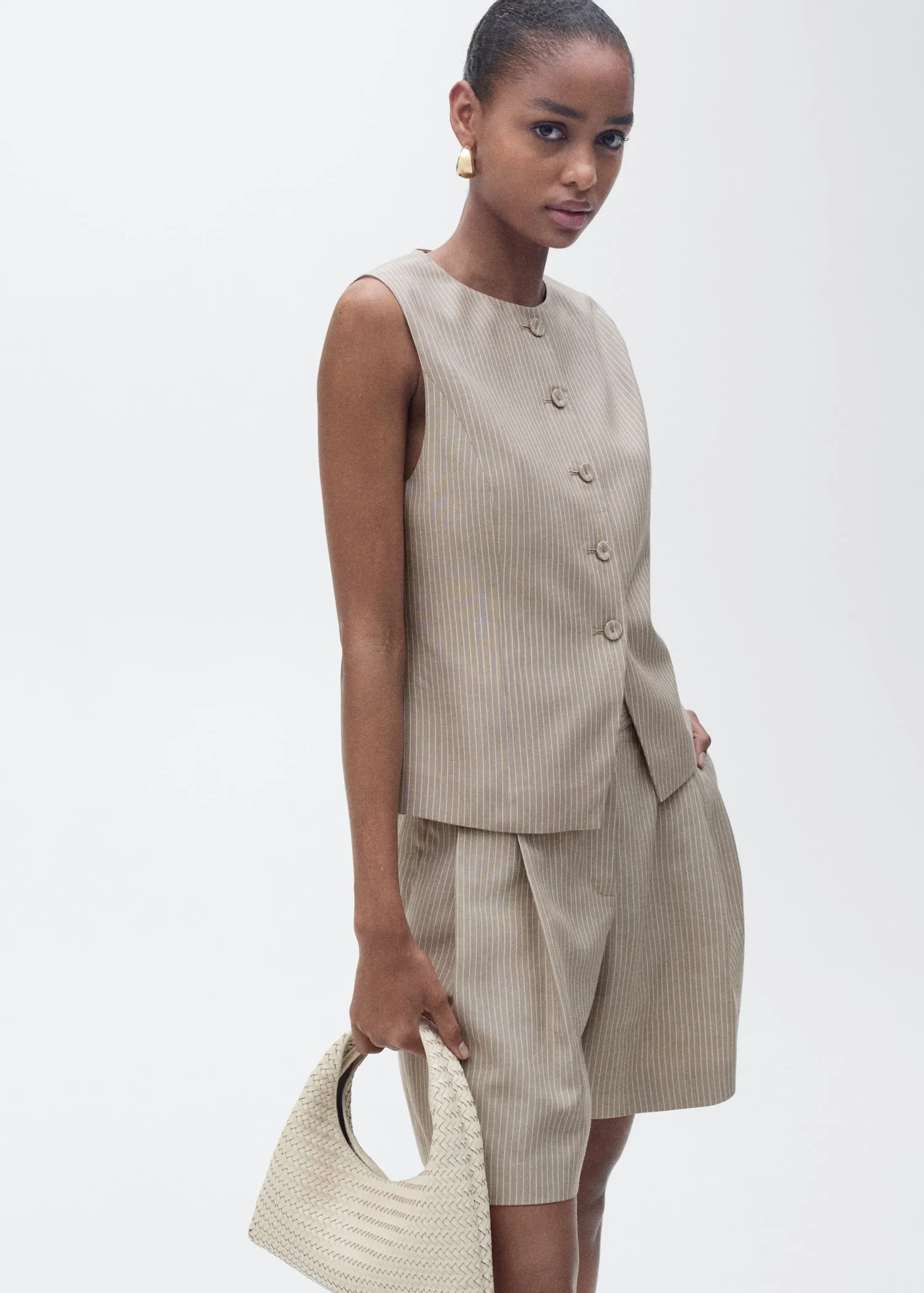 Striped lyocell suit waistcoat