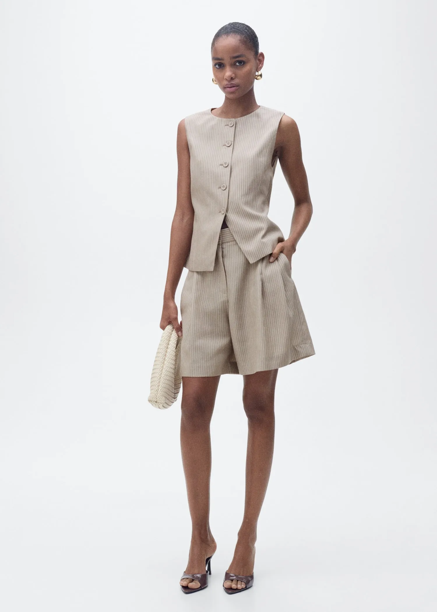 Striped lyocell suit waistcoat