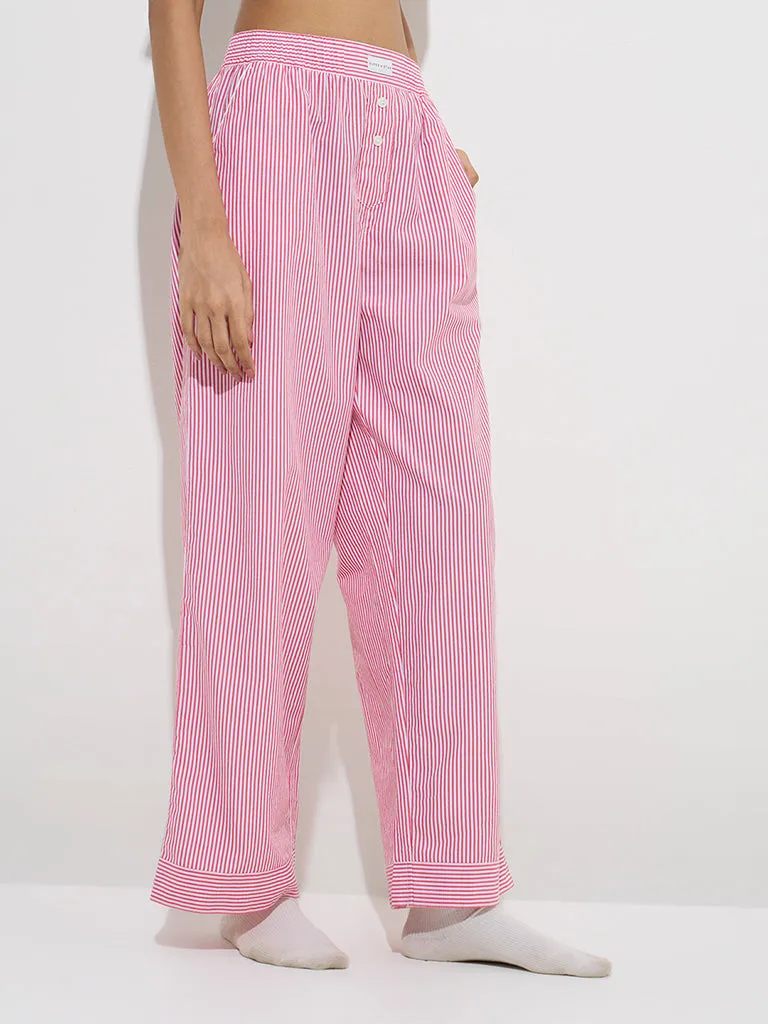 Superstar Red Stripe Printed High-Rise Cotton Pants