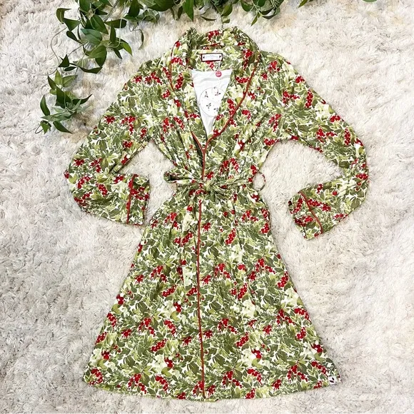 SWEETHONEY WOMEN'S ROBE - HOLIDAY FOLIAGE CHRISTMAS ROBE NWT
