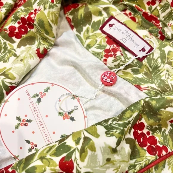 SWEETHONEY WOMEN'S ROBE - HOLIDAY FOLIAGE CHRISTMAS ROBE NWT