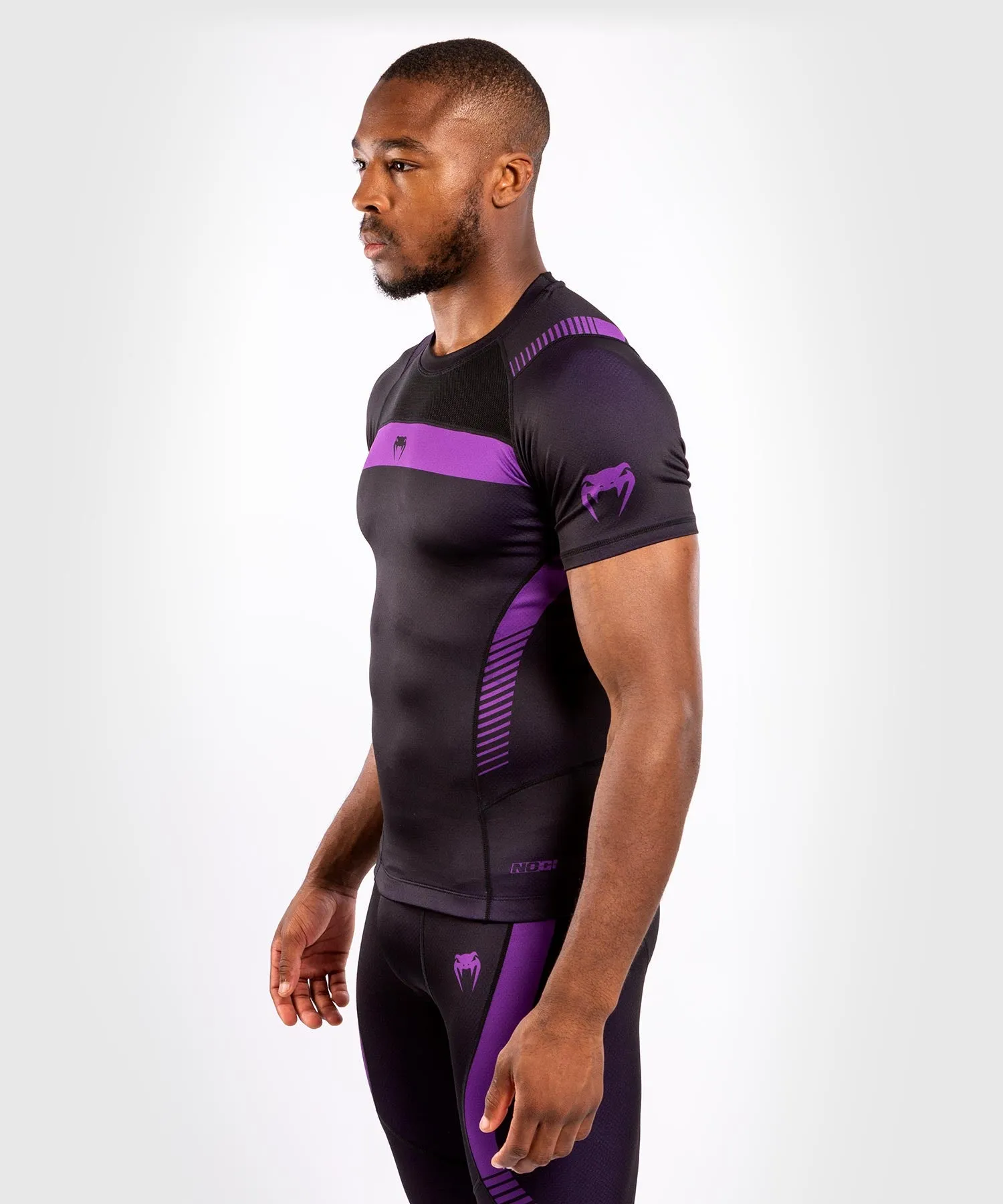 T-shirt a compressione Venum No Gi 3.0 - Maniche corte - Nero/Viola
