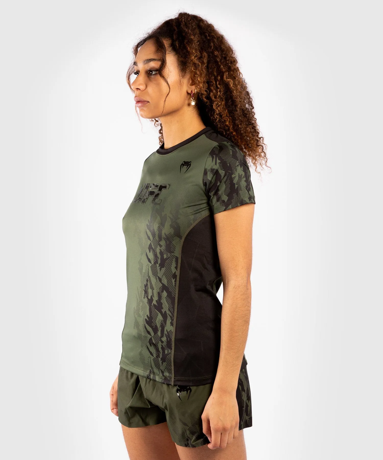 T-shirt Technique Manches Courtes Femme UFC Venum Authentic Fight Week - Kaki