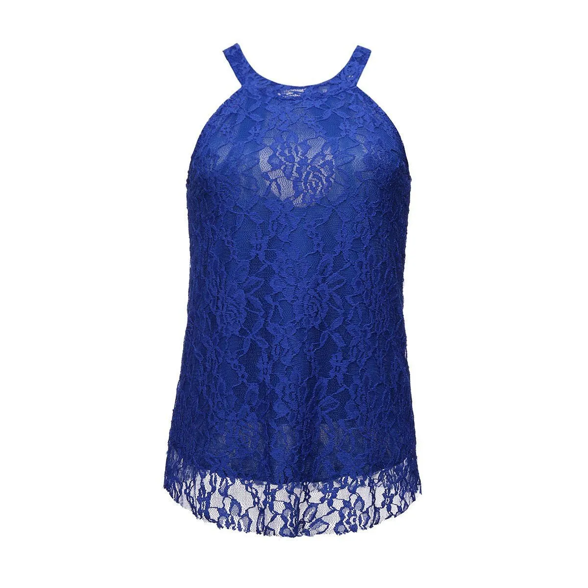 Tank Tops Fashion Halter Crochet Hollow Out Sleeveless Floral Crop Top Solid Lace Cropped Shirt