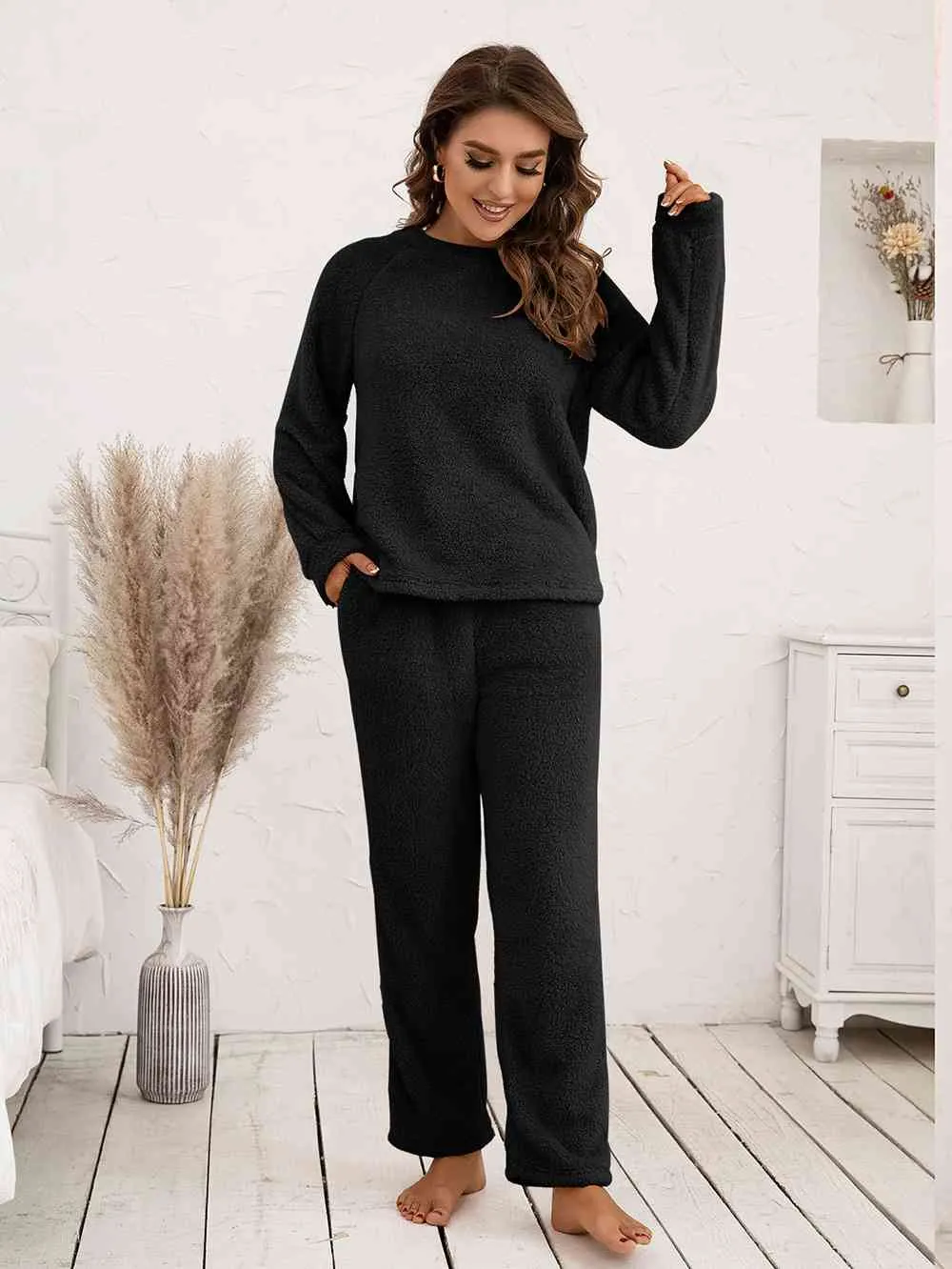 Teddy Long Sleeve Top and Pants Lounge Set (9 Colors)