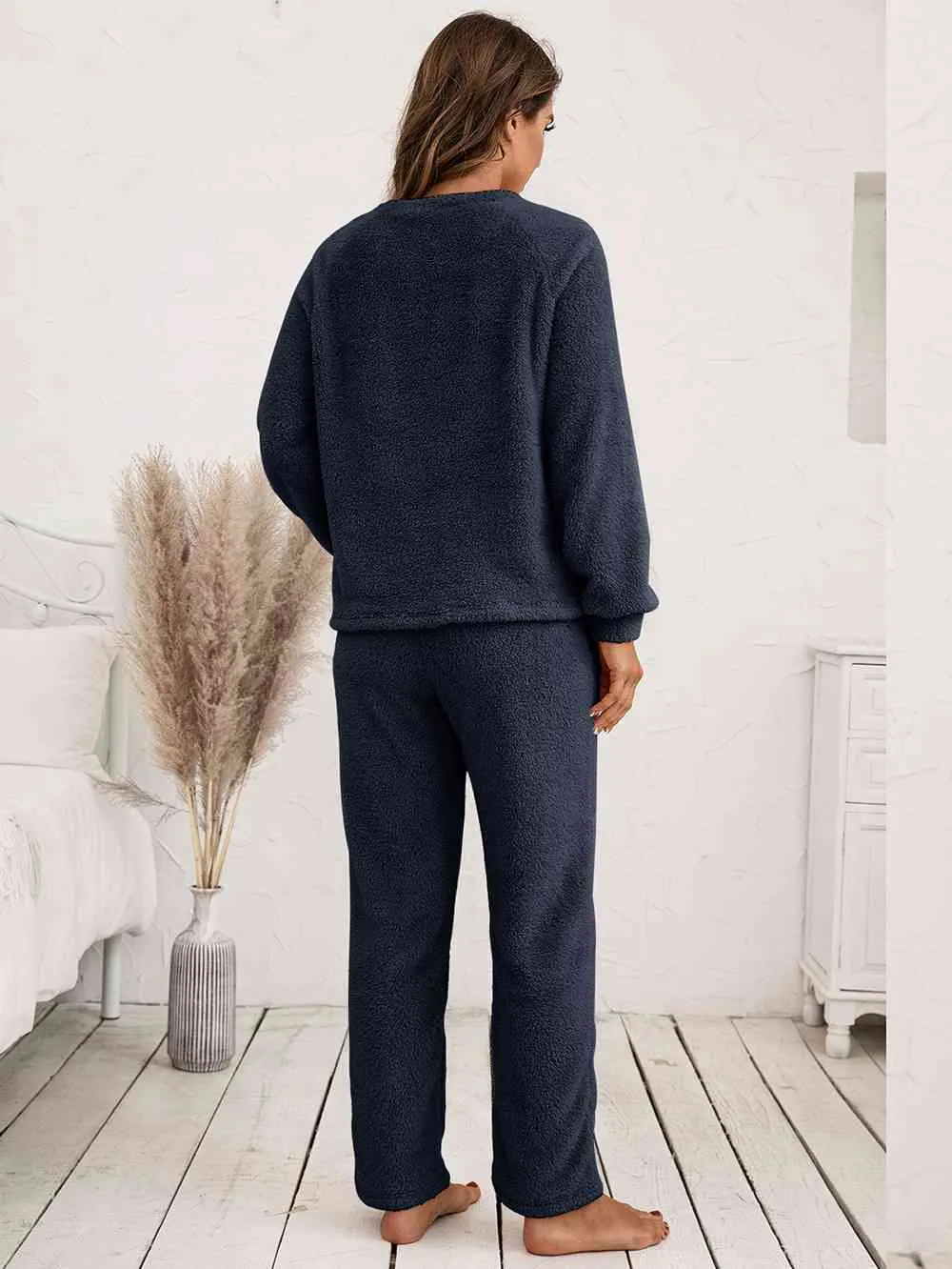 Teddy Long Sleeve Top and Pants Lounge Set (9 Colors)