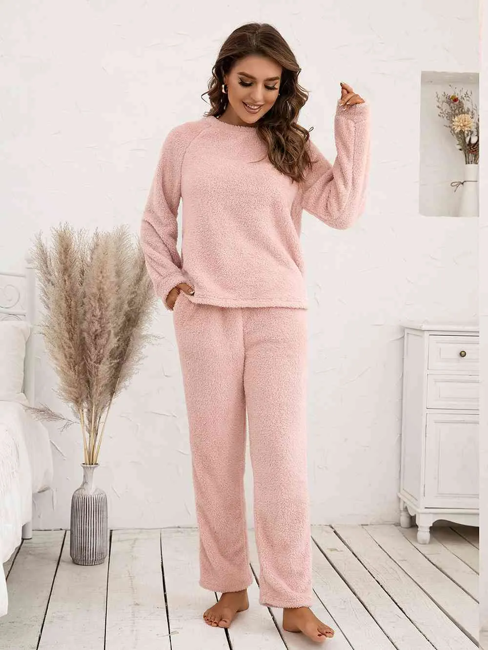 Teddy Long Sleeve Top and Pants Lounge Set (9 Colors)