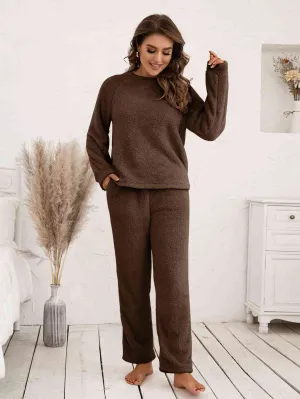 Teddy Long Sleeve Top and Pants Lounge Set (9 Colors)
