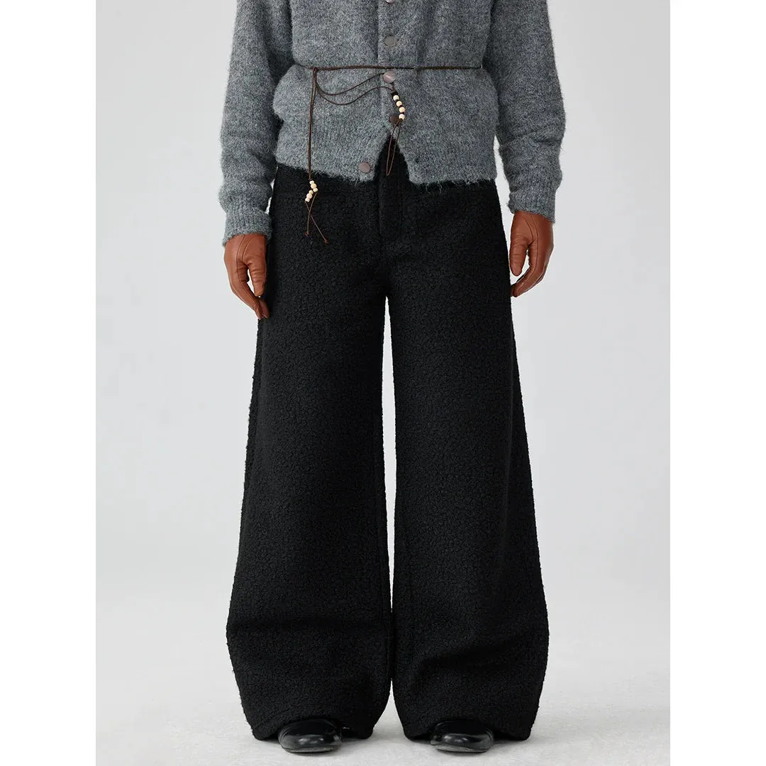 Textured Fleece Wide-Leg Pants