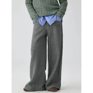 Textured Fleece Wide-Leg Pants