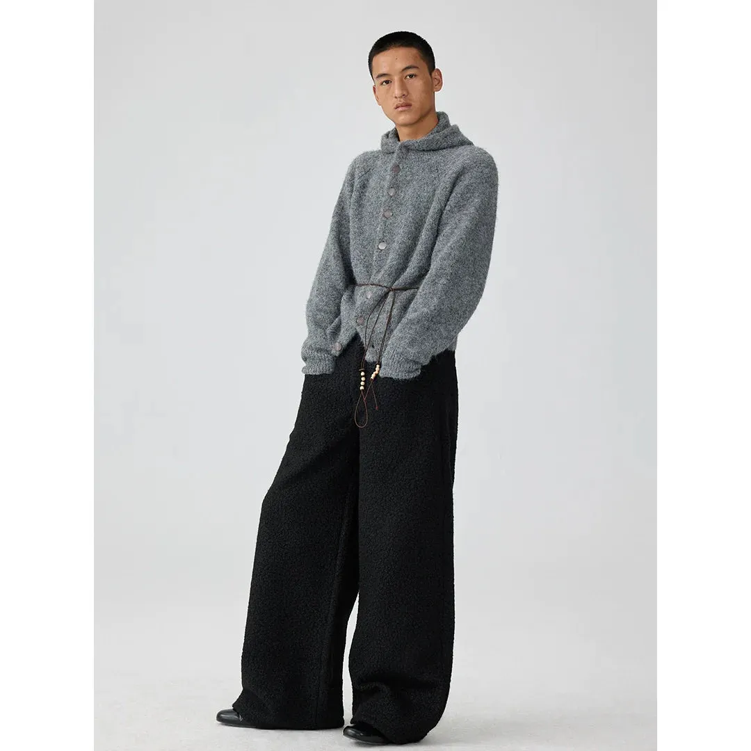 Textured Fleece Wide-Leg Pants
