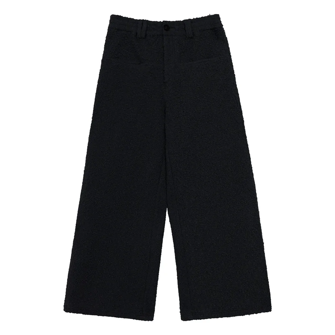 Textured Fleece Wide-Leg Pants