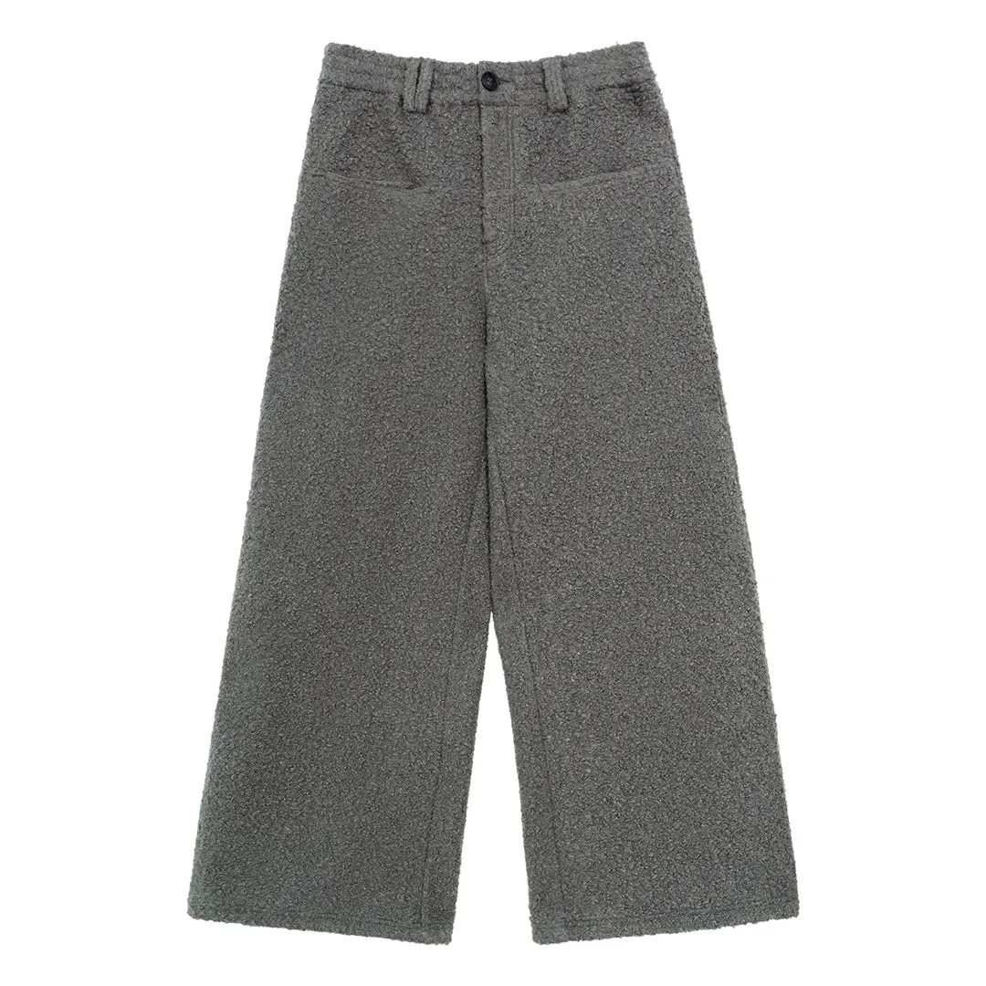Textured Fleece Wide-Leg Pants