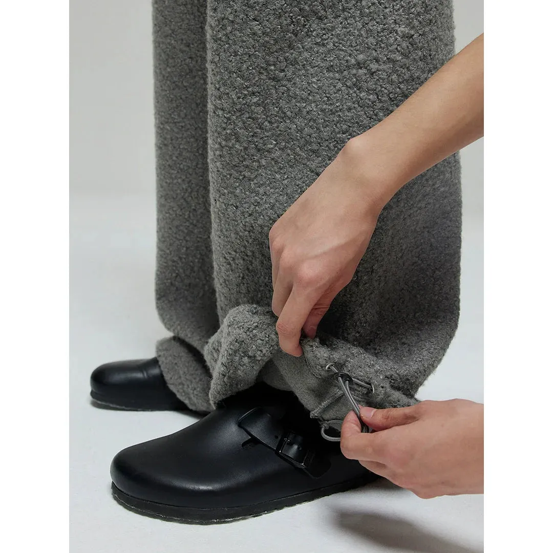 Textured Fleece Wide-Leg Pants
