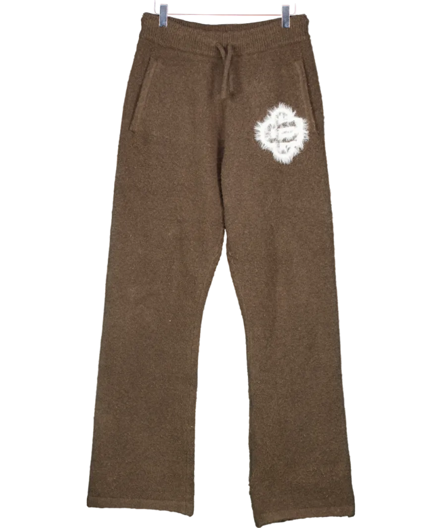 The Couture Club Brown Fluffy Emblem Knitted Joggers UK S