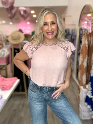 The Lace Ruffle Sleeve Top
