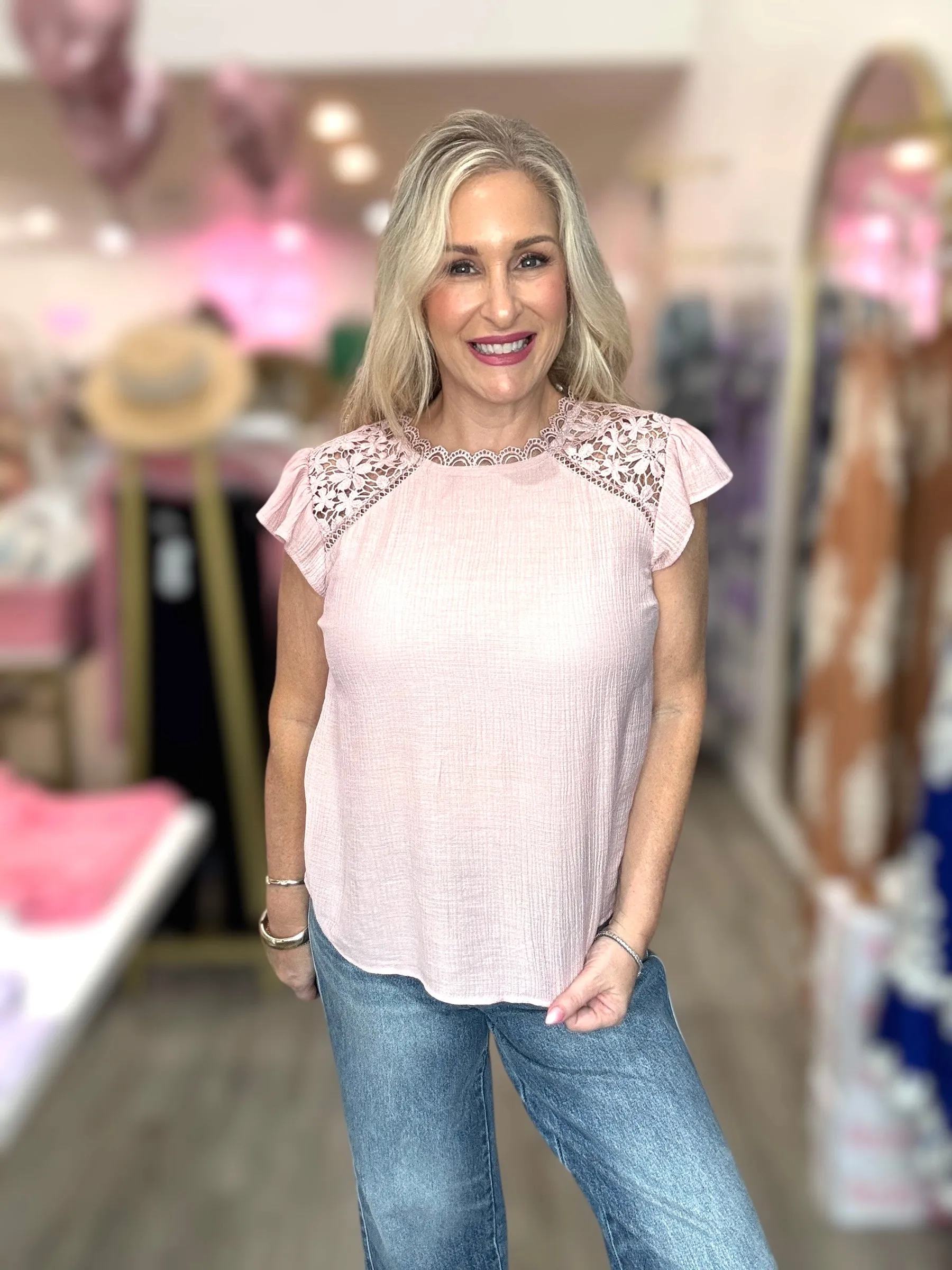 The Lace Ruffle Sleeve Top
