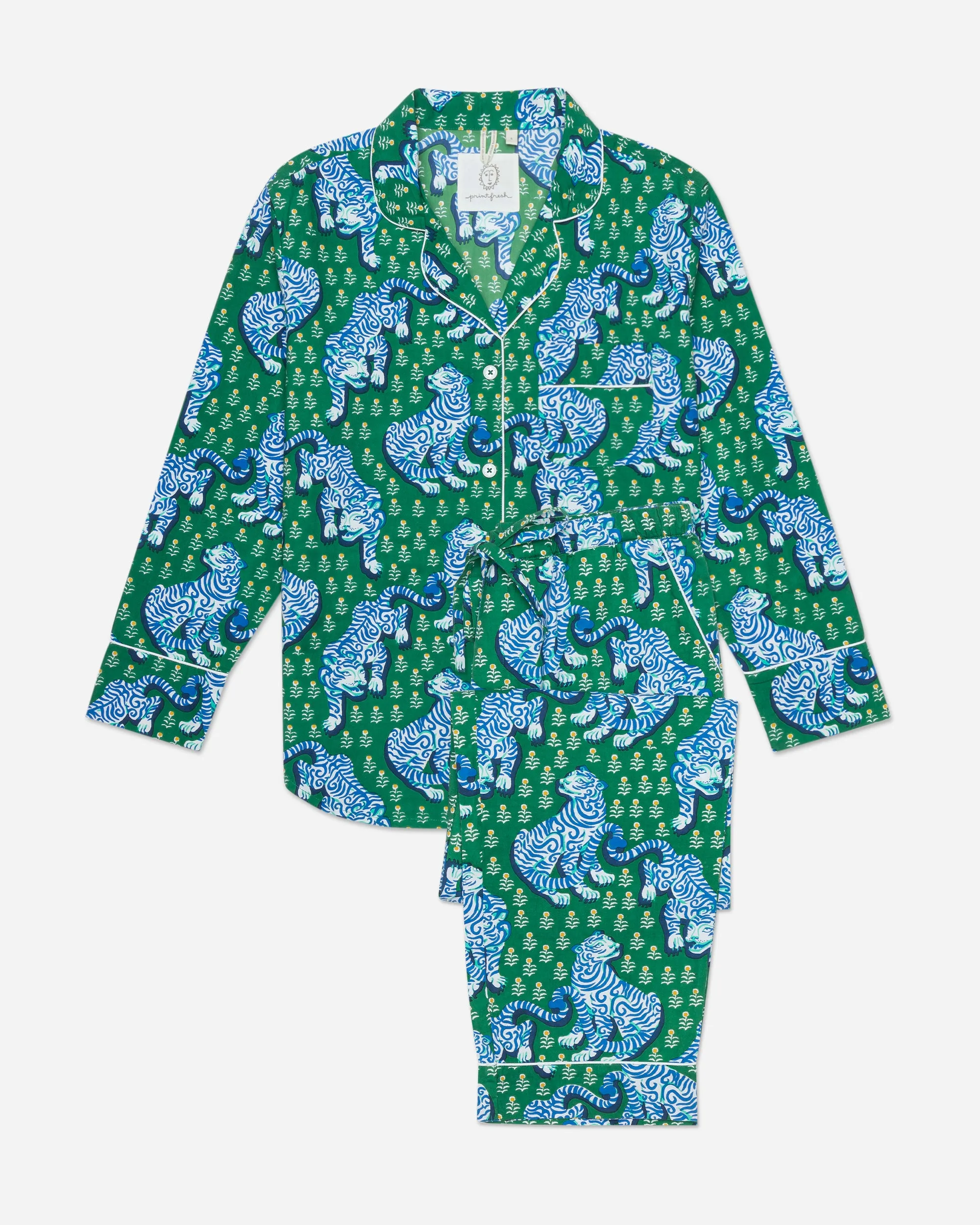Tiger Queen - Long PJ Set - Jade