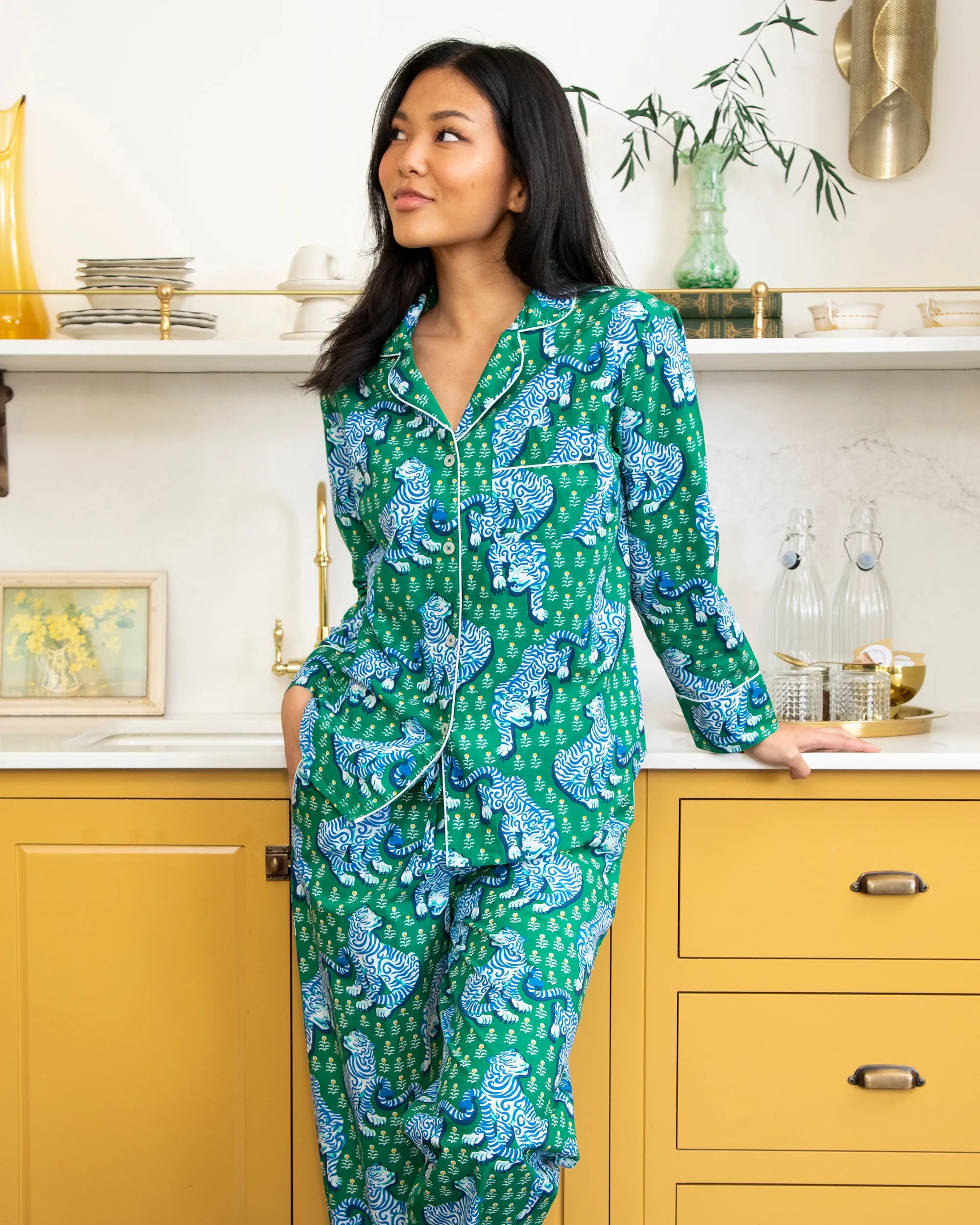 Tiger Queen - Long PJ Set - Jade