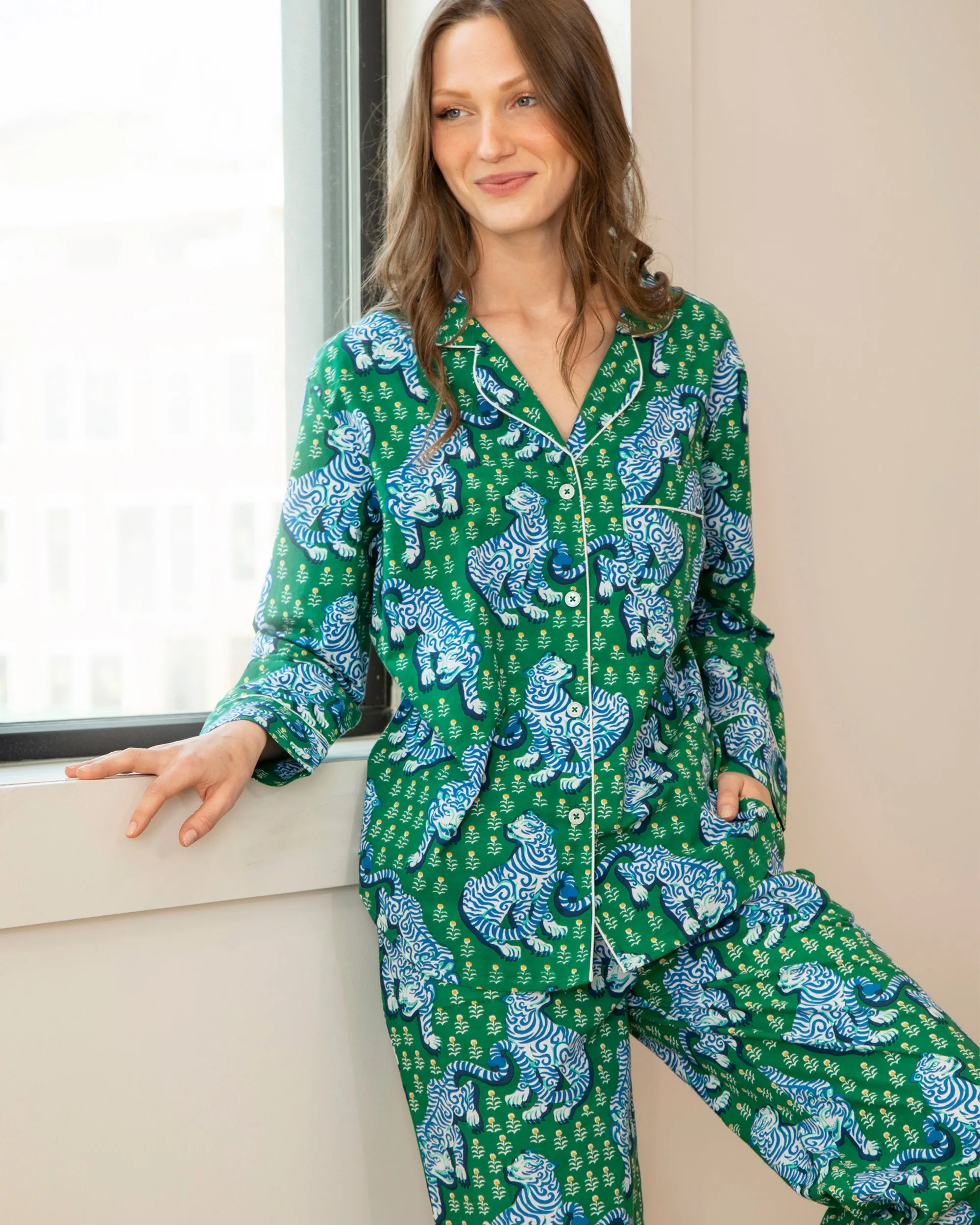 Tiger Queen - Long PJ Set - Jade