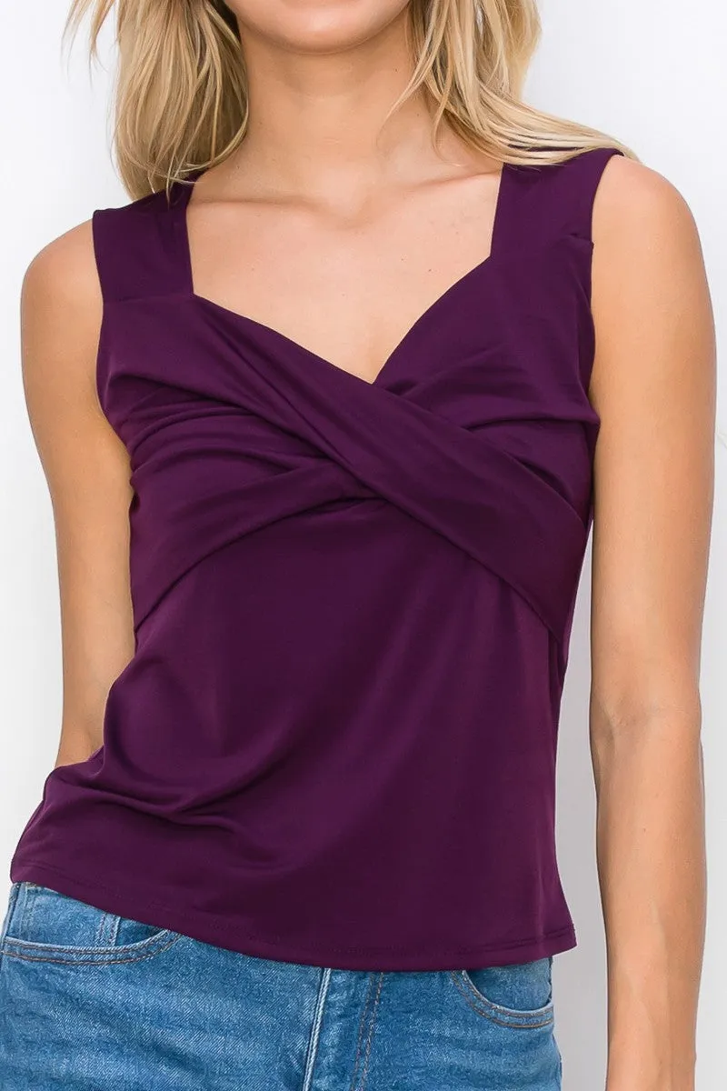 Twist Sweetheart Neck Sleeveless Knit Tank