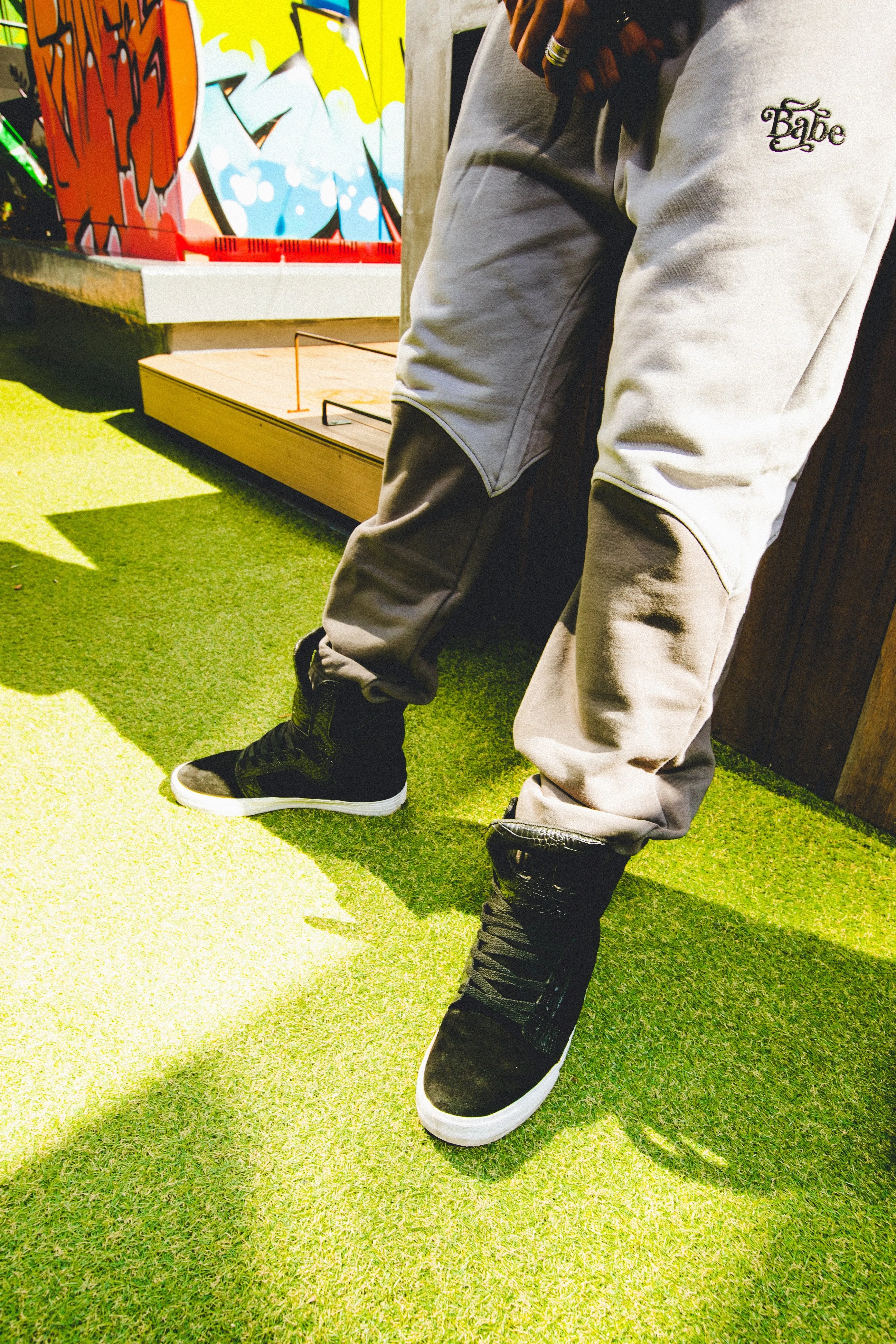 two tone sweat pants