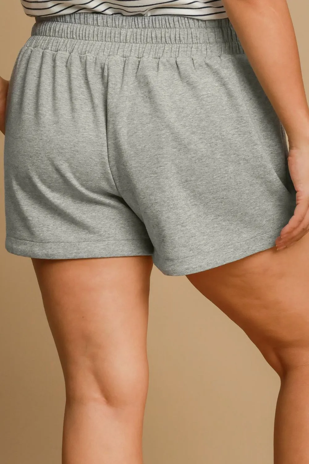 Umgee Full Size Drawstring Sweatshorts with Pockets Plus Size Available