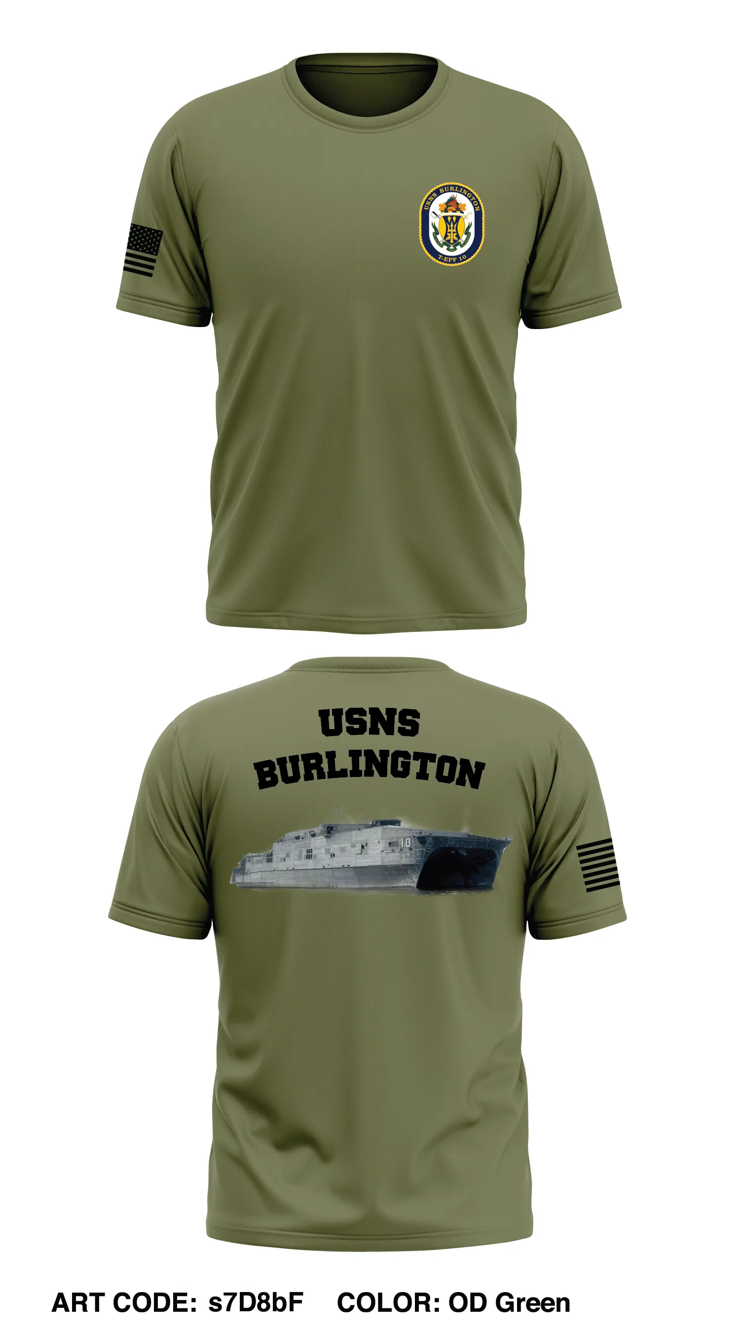 USNS Burlington Store 1 Core Men's SS Performance Tee - s7D8bF