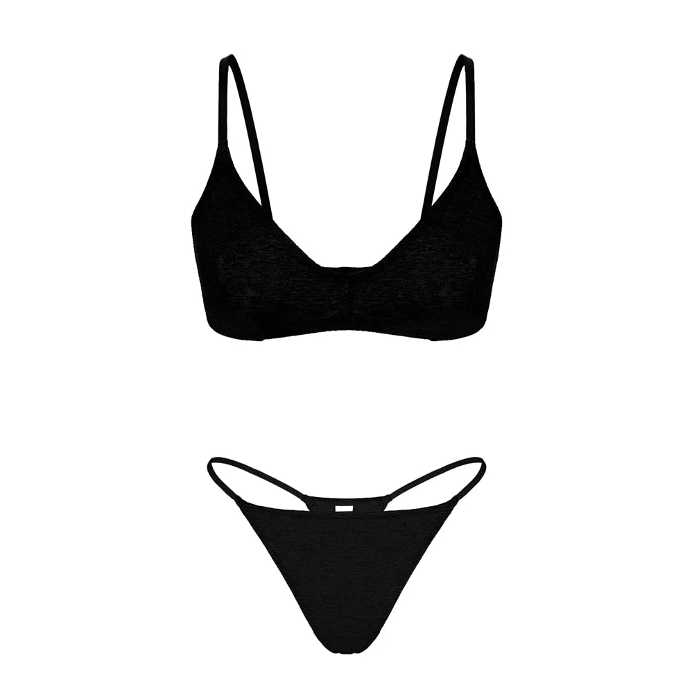 Varsbaby Women's Seamless Wirefree Backless Bra & Cotton Sexy Thong Sports Underwear Set
