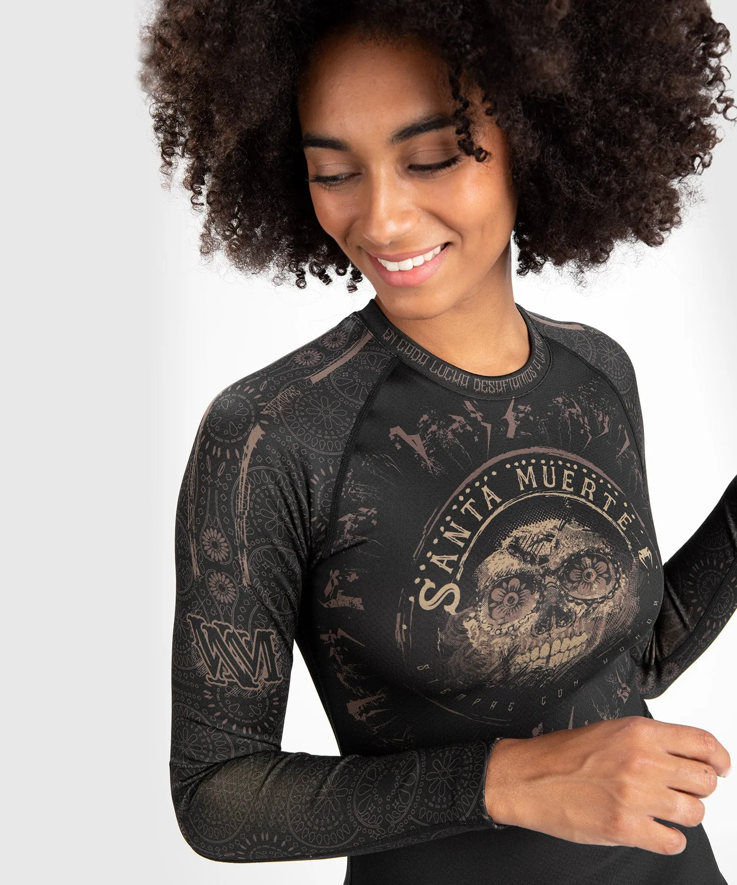 Venum Dames Santa Muerte Dark Side - Rashguard lange mouwen - zwart/bruin