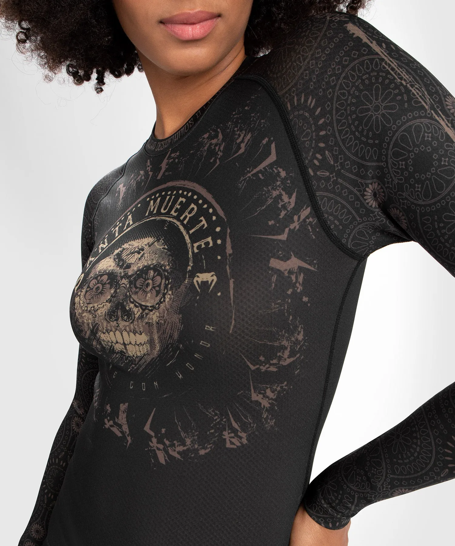 Venum Dames Santa Muerte Dark Side - Rashguard lange mouwen - zwart/bruin