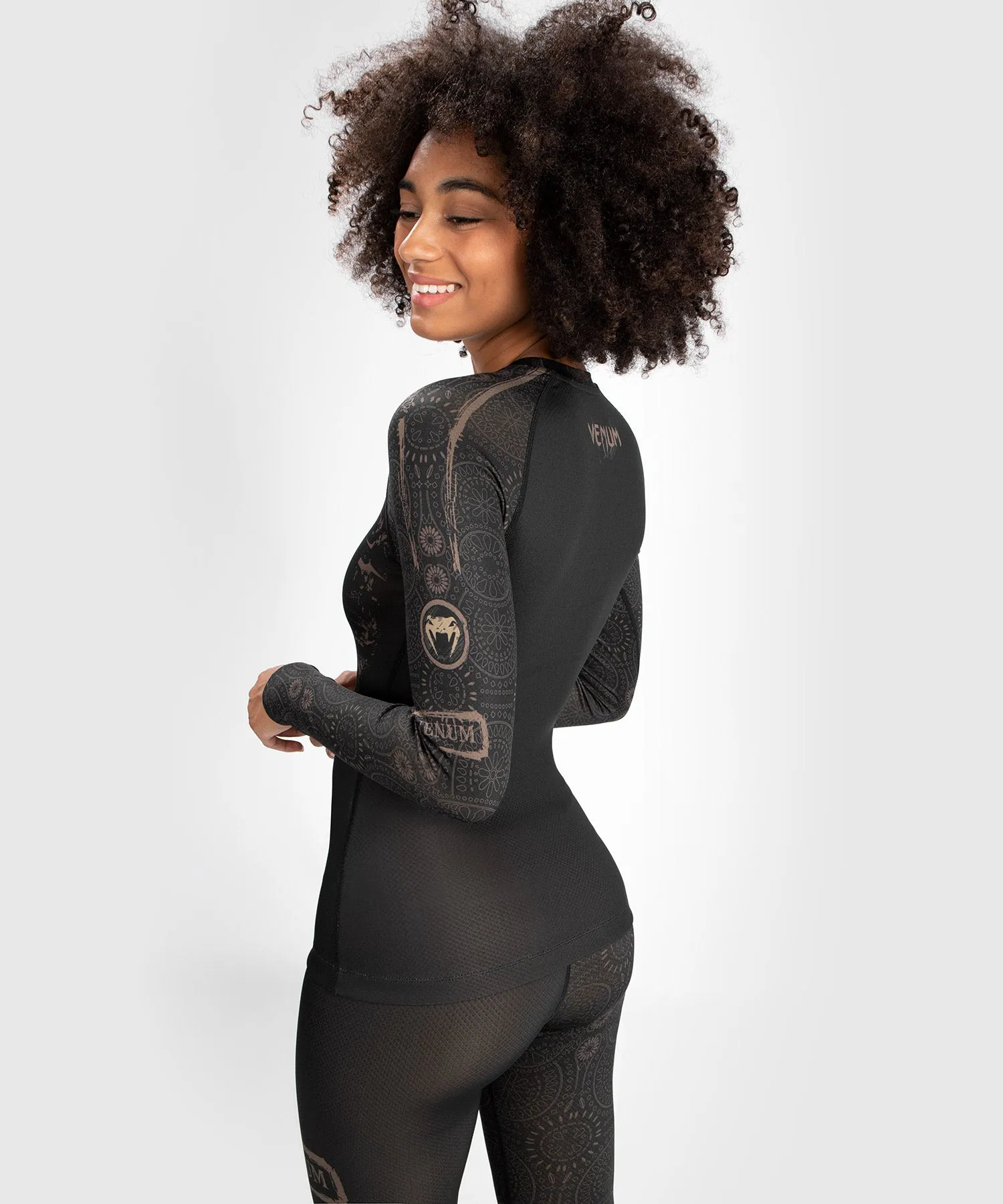 Venum Dames Santa Muerte Dark Side - Rashguard lange mouwen - zwart/bruin