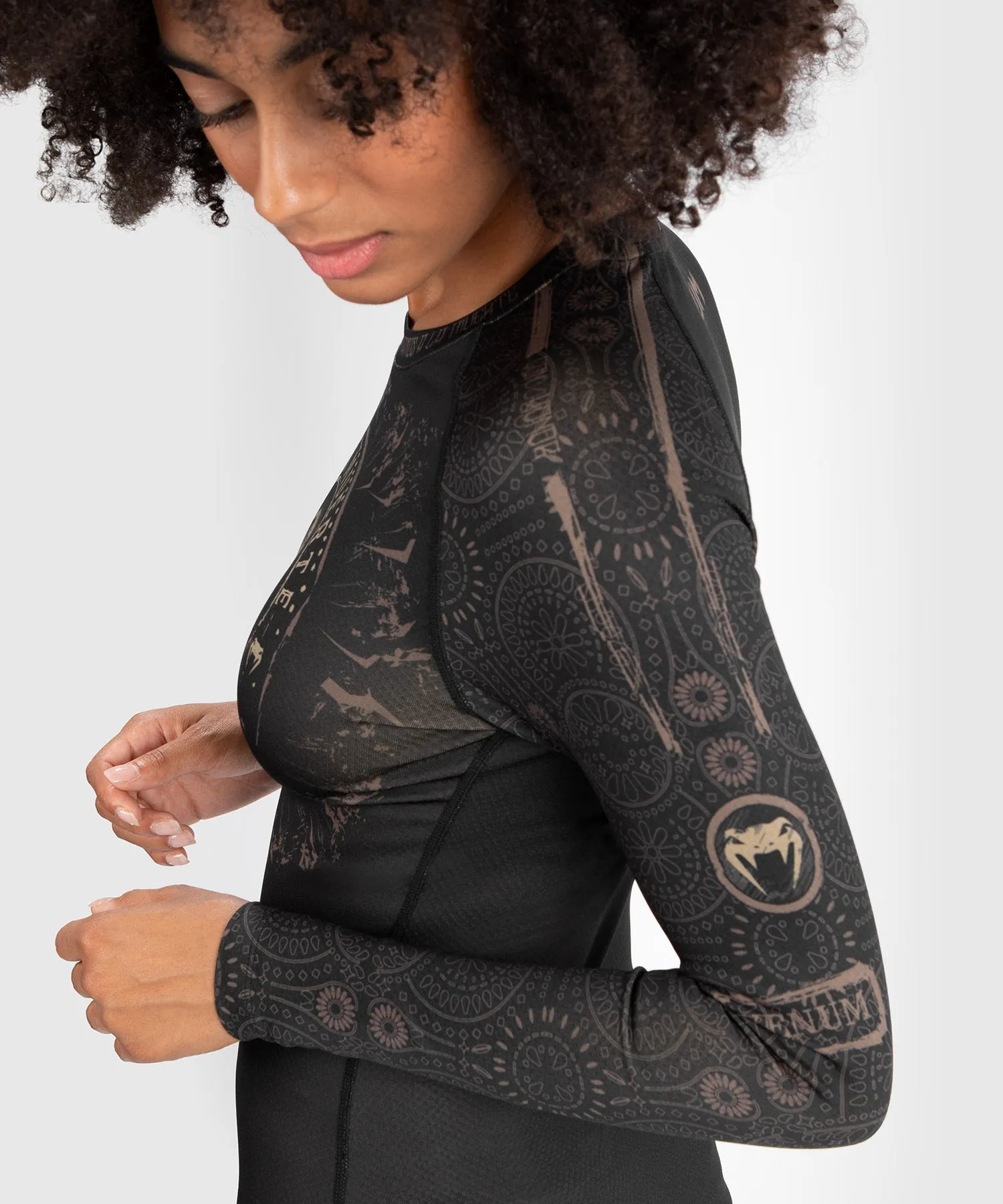 Venum Dames Santa Muerte Dark Side - Rashguard lange mouwen - zwart/bruin