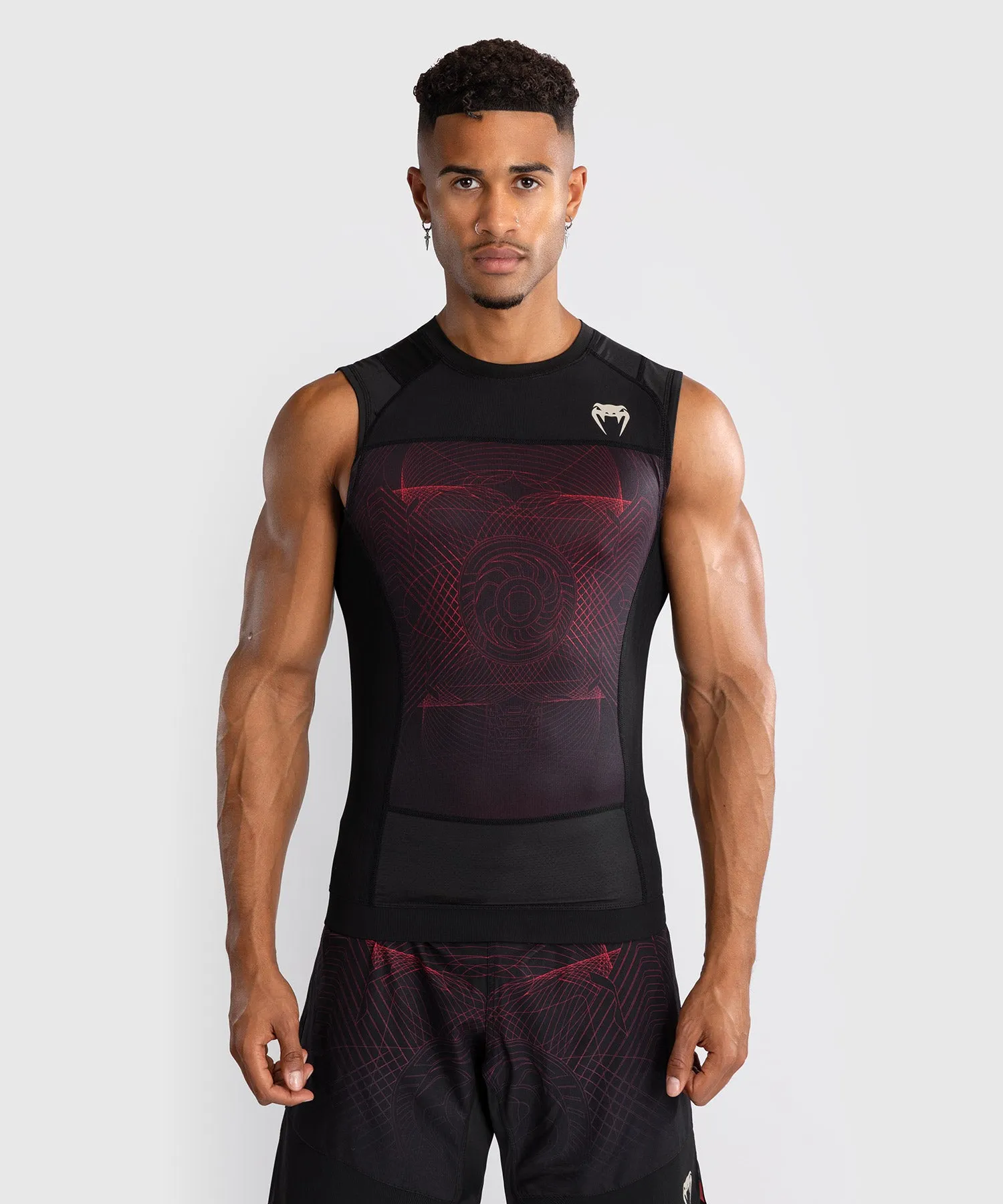 Venum G-Fit Air Rashguard Senza Maniche da Uomo - Nero Profondo/Rosso Fuoco