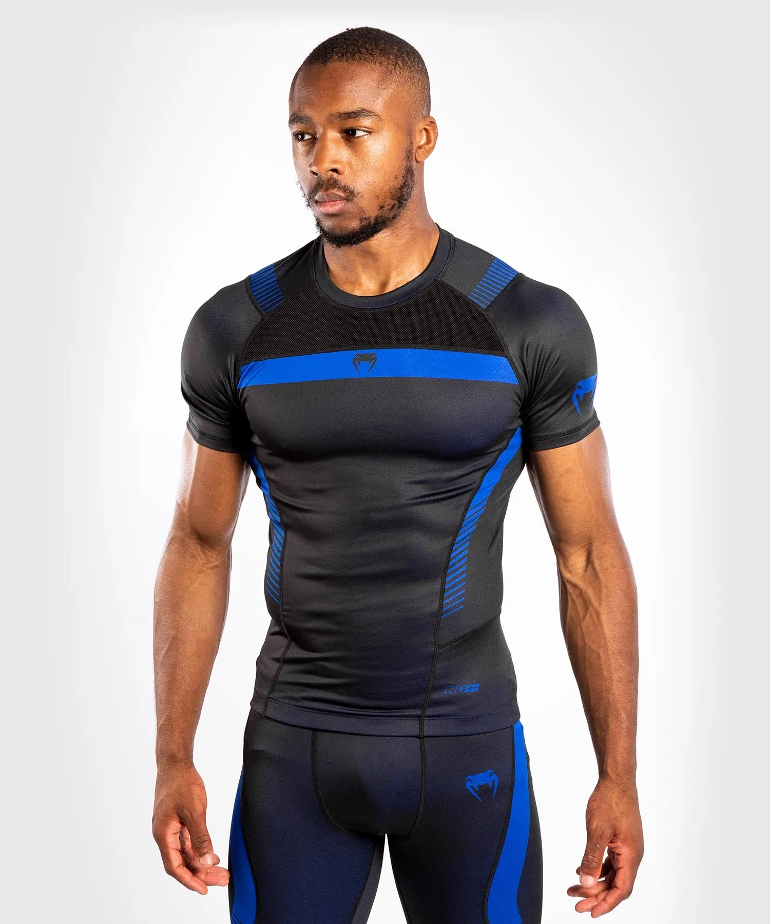Venum No Gi 3.0 compressie-T-shirt - korte mouwen - Zwart/Blauw