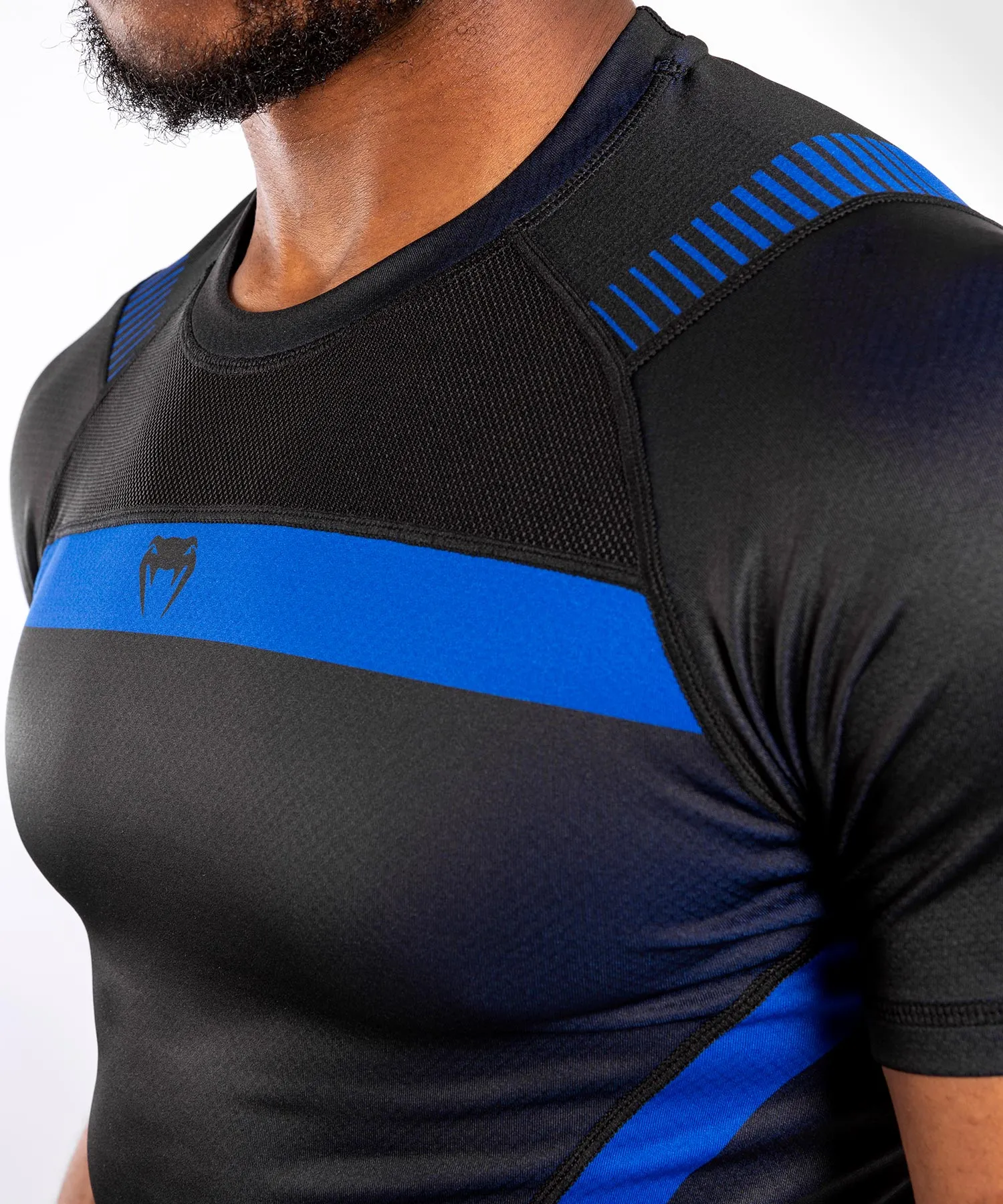 Venum No Gi 3.0 compressie-T-shirt - korte mouwen - Zwart/Blauw