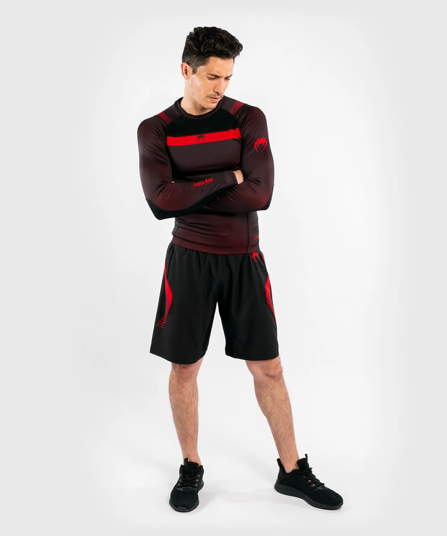 Venum No Gi 3.0 compressie-T-shirt - lange mouwen - Zwart/Rood