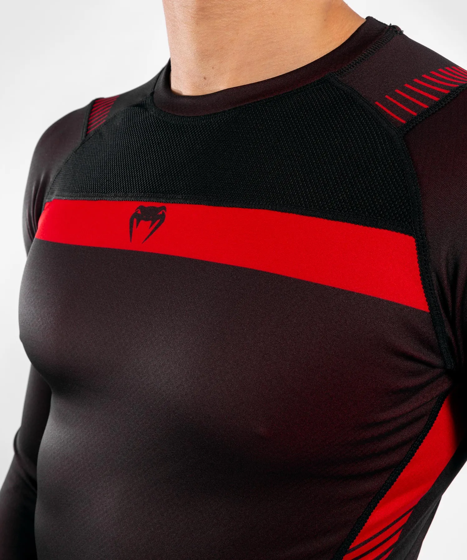 Venum No Gi 3.0 compressie-T-shirt - lange mouwen - Zwart/Rood