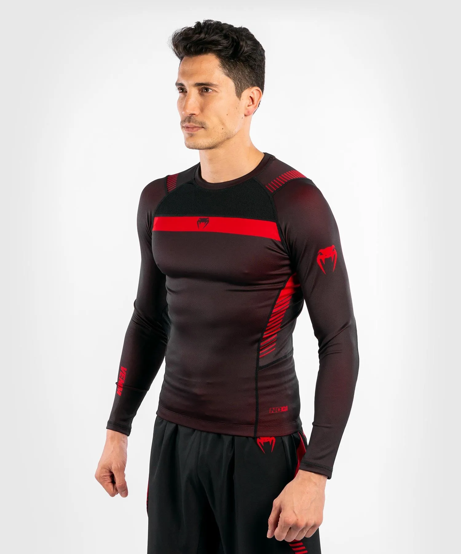 Venum No Gi 3.0 compressie-T-shirt - lange mouwen - Zwart/Rood