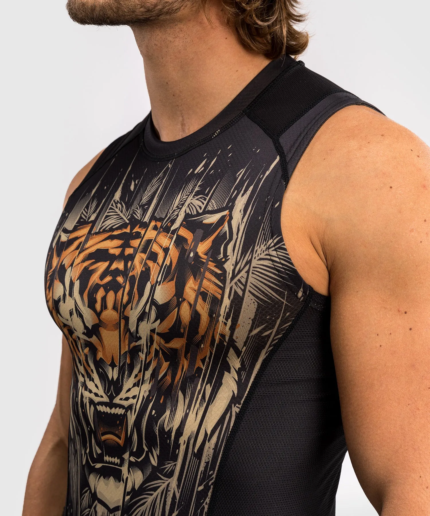 Venum Tiger Mouwloos T-Shirt - Zwart / Neon Oranje