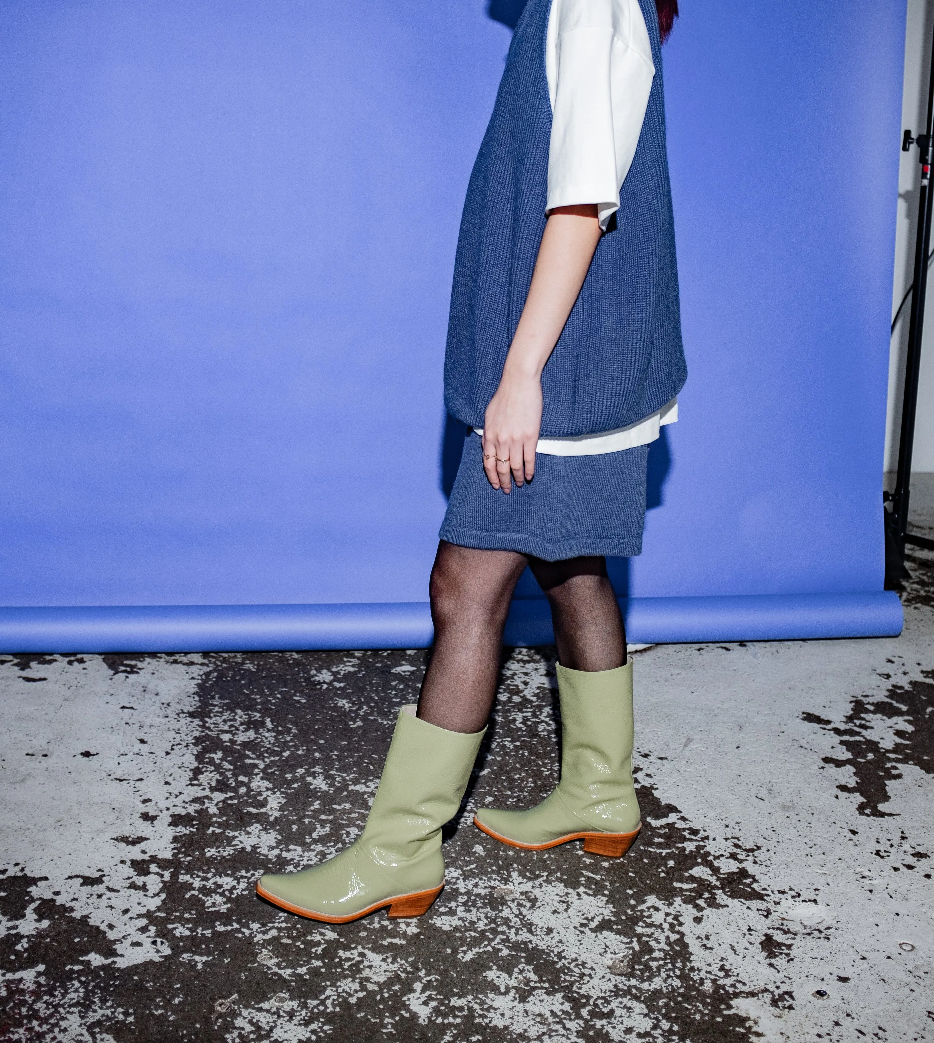 Vera Knit Vest in Denim Blue