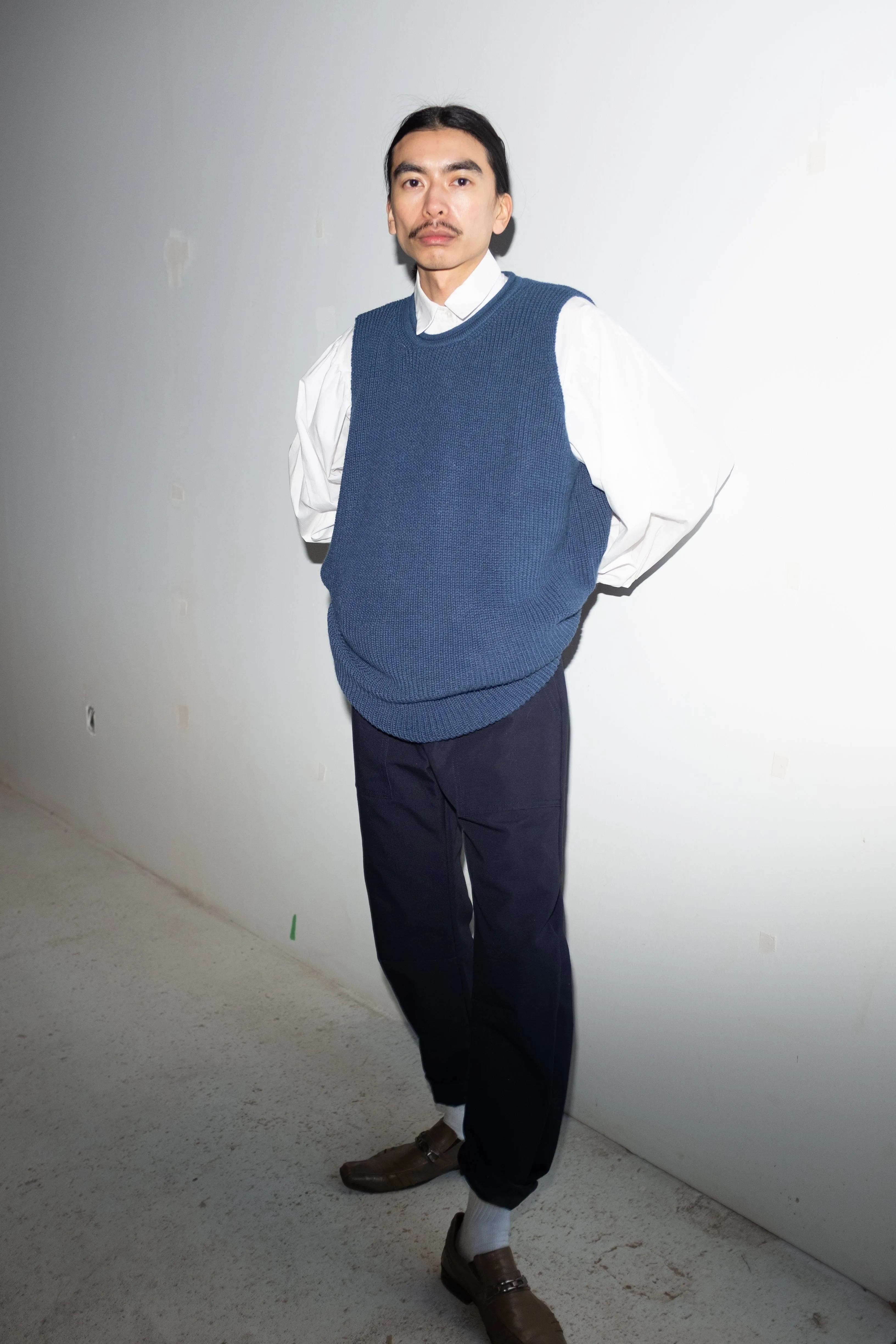 Vera Knit Vest in Denim Blue