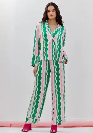 Vibrant Long Sleeve Relaxed Fit Striped Pajama Set