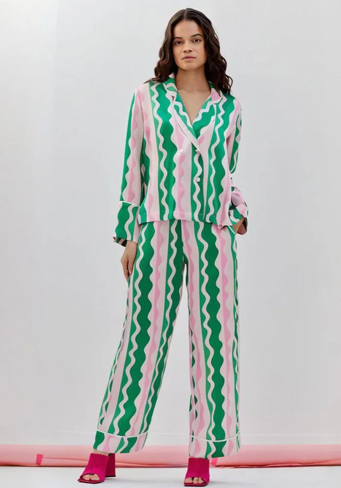 Vibrant Long Sleeve Relaxed Fit Striped Pajama Set
