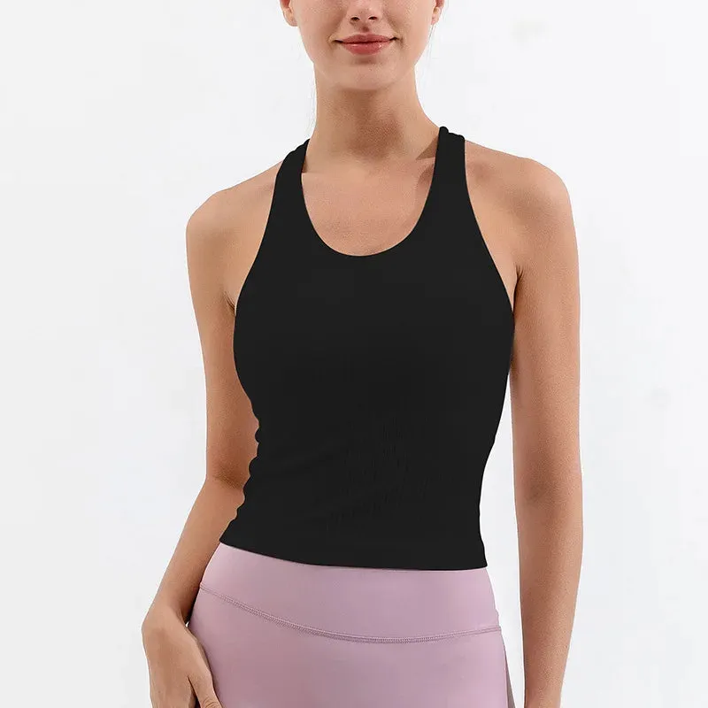 VigoBreviya 2025 Women's Sleeveless Seamless Yoga Tops with Bra for Fitness, Gym, Running & Workout