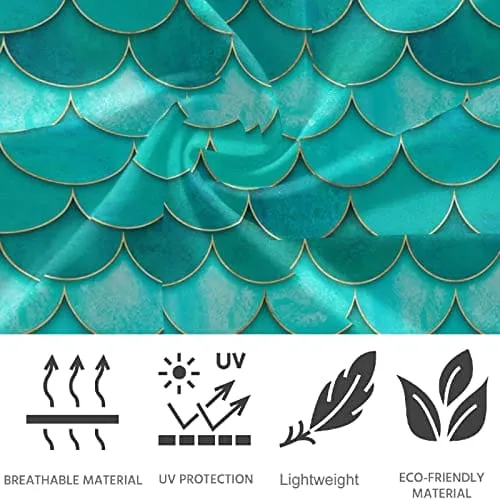 visesunny High Waist Yoga Pants with Pockets Pretty Blue Mermaid Scale Buttery Soft Tummy Control Running Workout Pants 4 Way Stretch Pocket Leggings